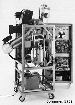 Eidophor-Projektor, Typ ep 23, Mitte der 1960er-Jahre: Das Kühlsystem für die reflektierende Ölschicht war durch eine neuartige elektronisch kontrollierte Hot Oil-Kassette ersetzt worden.