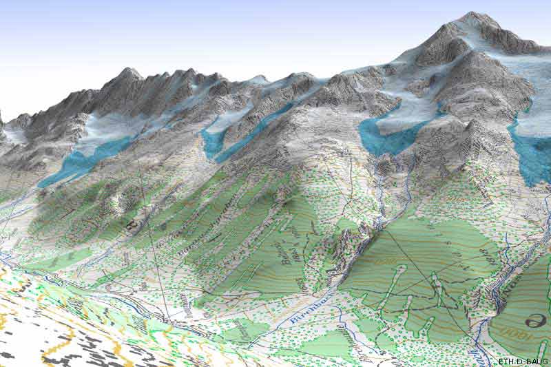 Geomatik: 3D-Karte des Bietschhorns
