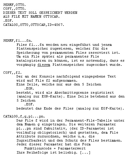 VENUS-Programmbeispiel und Befehlsbeschreibungen, 1971. Quelle: RZ-Bulletin 8/1971, 5-9.